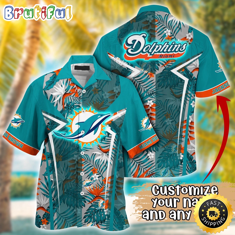 Customized NFL Miami Dolphins Hawaiian Shirt Summer Football Tropical Shirt
