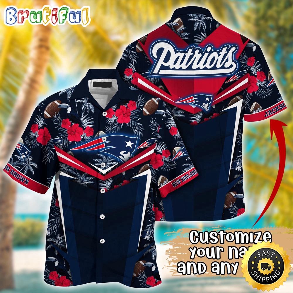 Customized NFL New England Patriots Hawaiian Shirt Summer Football Aloha Shirt For Fans