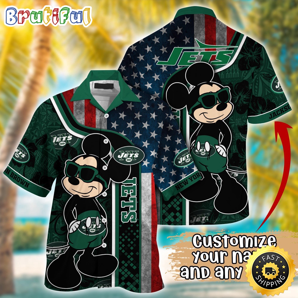 Customized NFL New York Jets Hawaiian Shirt Mickey Mouse Tropical Shirt