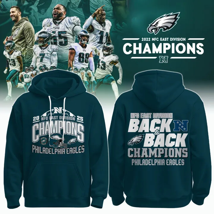 2025 Back To Back NFC East Champions Hoodie Limited Edition