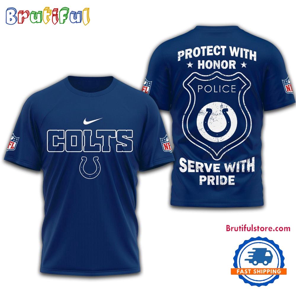 Indianapolis Colts Protech With Honor Police Serve With Pride 3D Shirt