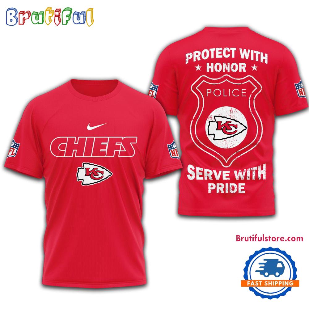 Kansas City Chiefs Protech With Honor Police Serve With Pride 3D Shirt