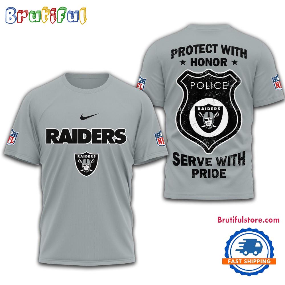 Las Vegas Raiders Protech With Honor Police Serve With Pride 3D Shirt