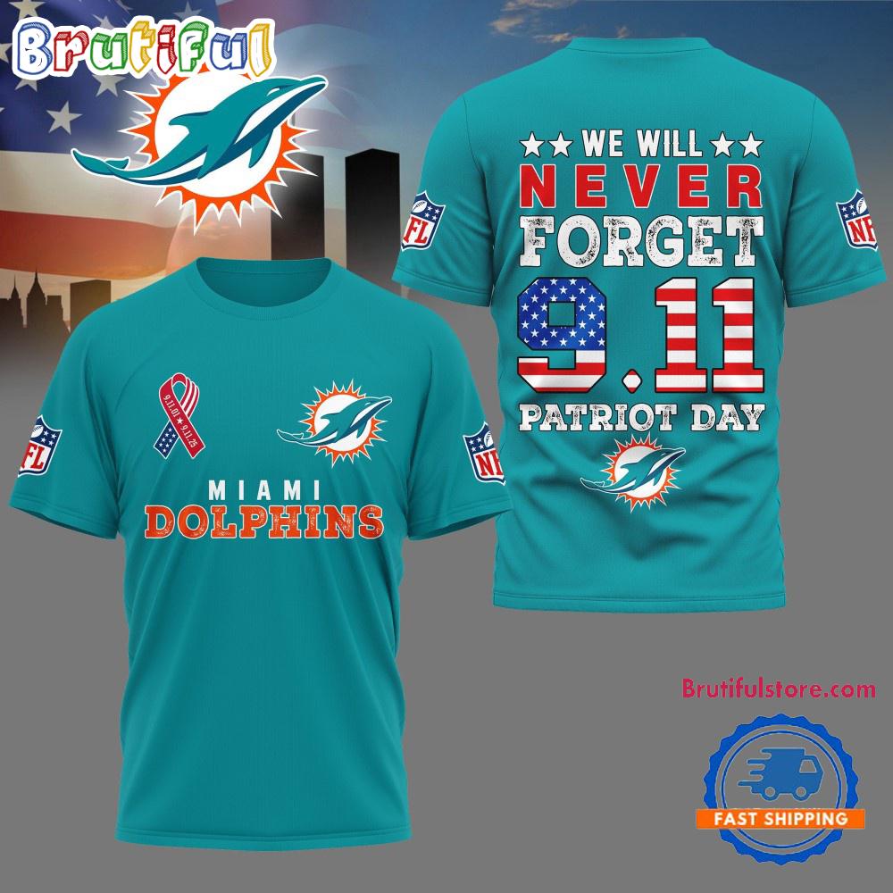 Miami Dolphins We Will Never Forget 9 11 Patriot Day 2025 Unisex 3D Shirt