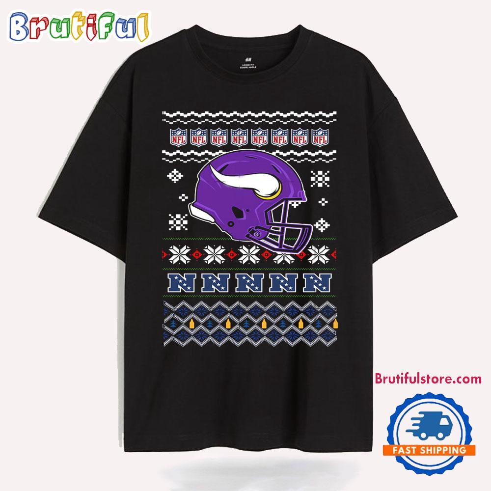 Minnesota Vikings Football Logo Team Helmet Merry Chritmas 2024 T Shirt