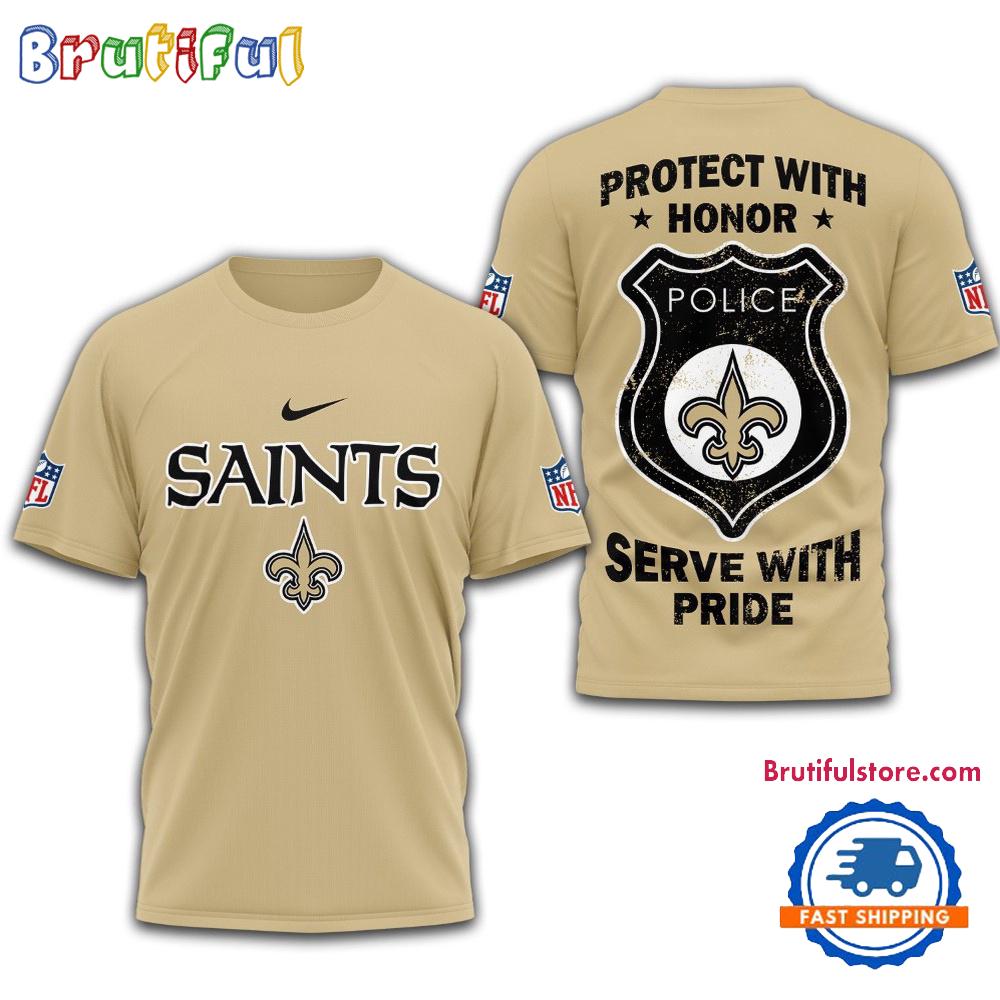New Orleans Saints Protech With Honor Police Serve With Pride 3D Shirt