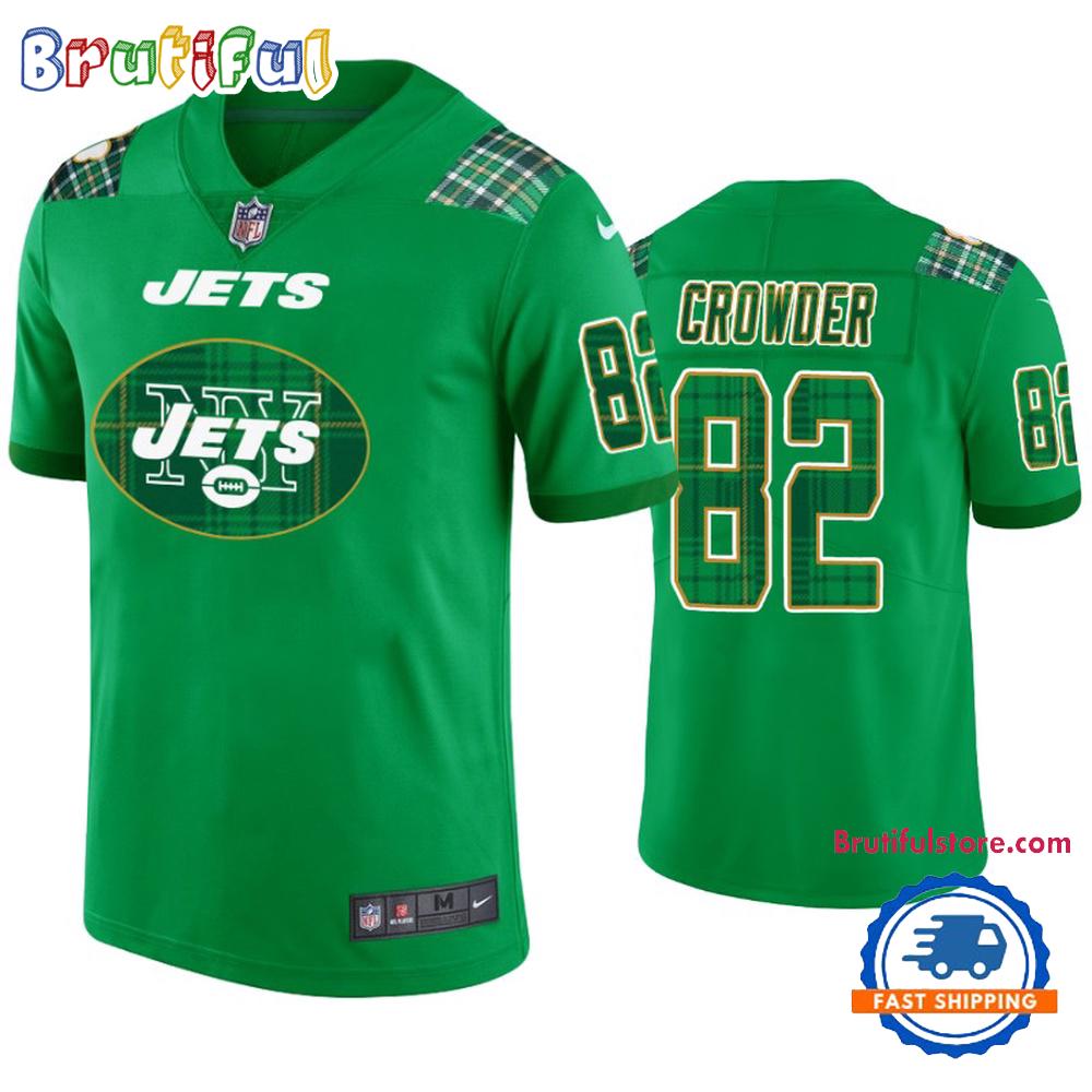 New York Jets #82 Jamison Crowder St. Patricks Day Kelly Green Football Jersey