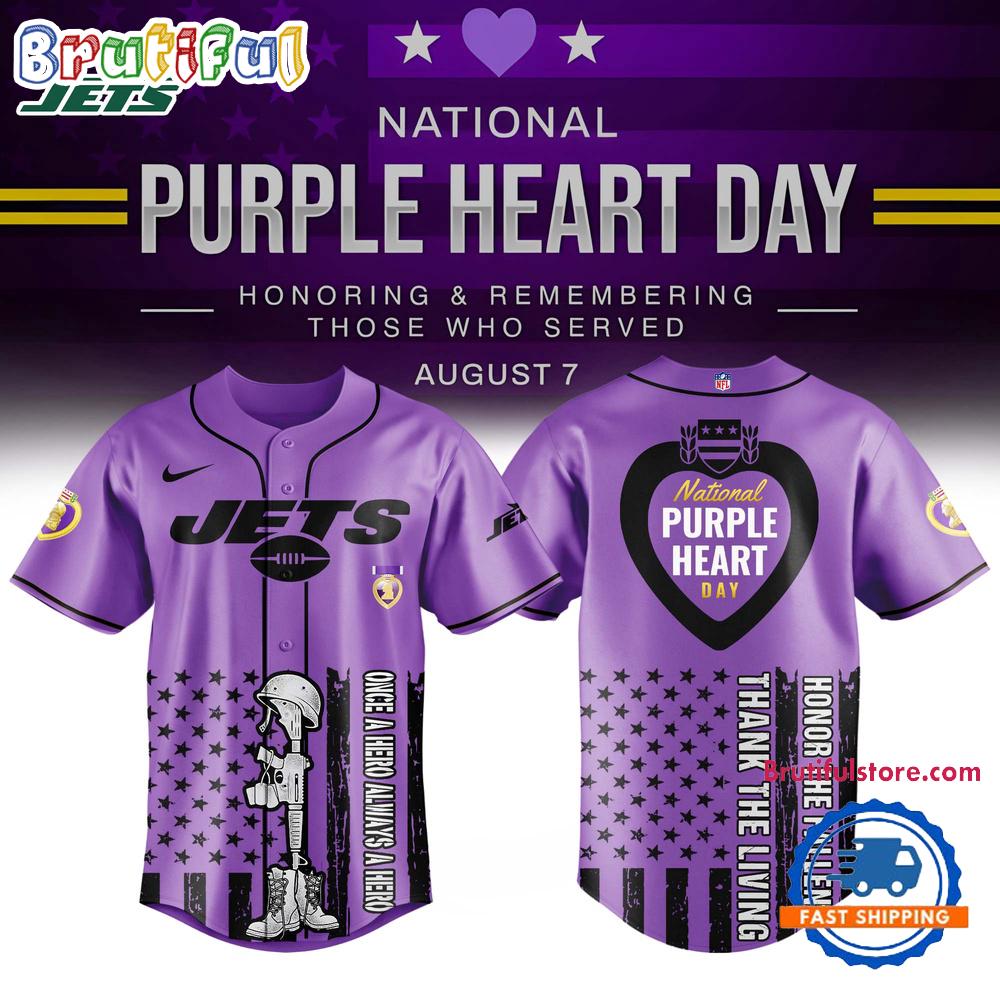 New York Jets Purple Heart Day Limited Edition Baseball Jersey