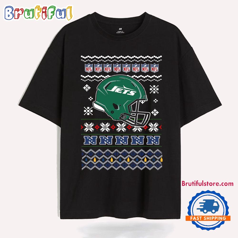 New York Jets Football Logo Team Helmet Merry Chritmas 2024 T Shirt