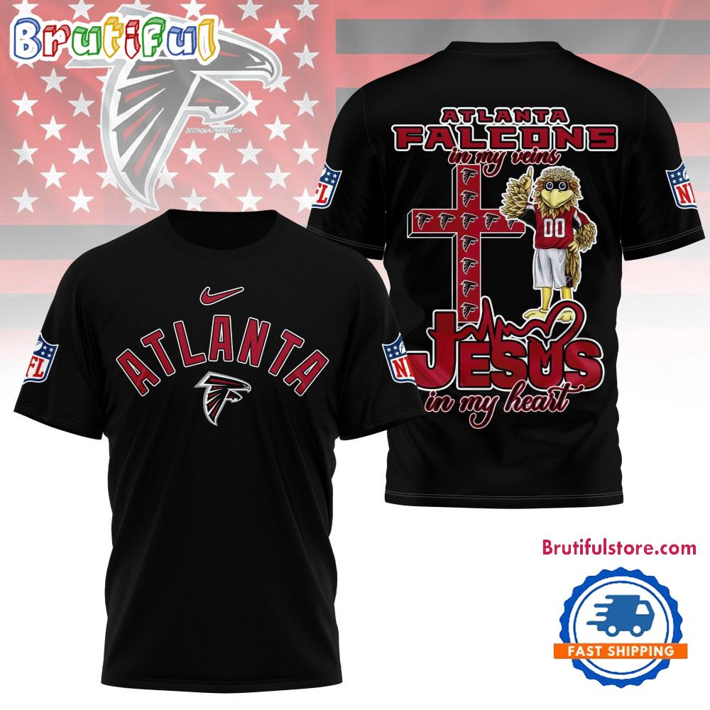 NFL Atlanta Falcons Jesus In My Veins In My Heart All Over Print Shirt
