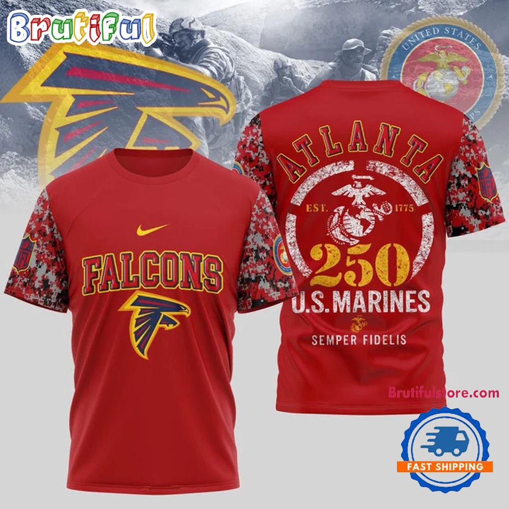 NFL Atlanta Falcons US Marines 250 Years Semper Fidelis 3D Shirt