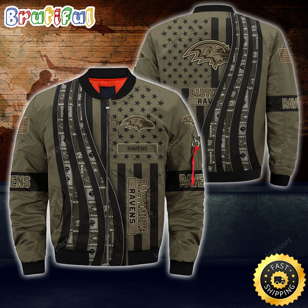 NFL Baltimore Ravens Bomber Jacket Camo For Fans