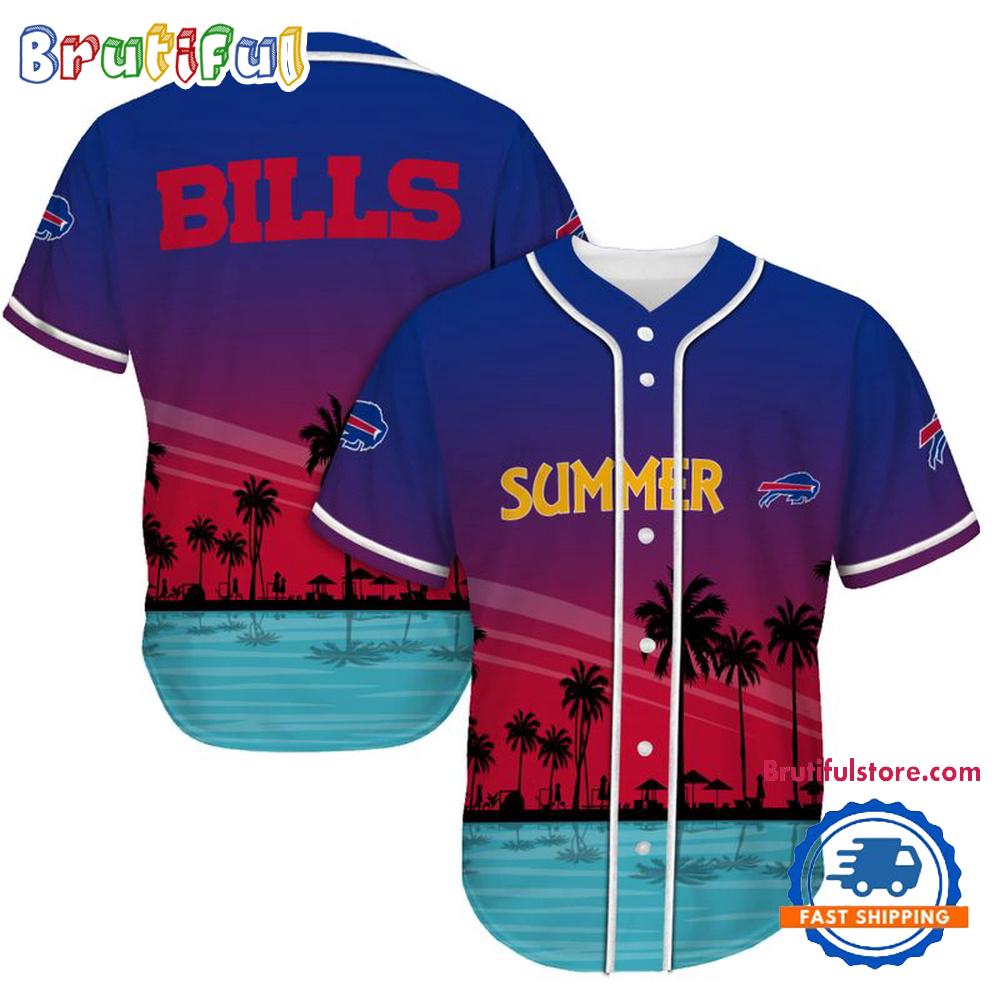 NFL Buffalo Bills Palm Trees Summer On The Beach Baseball Jersey