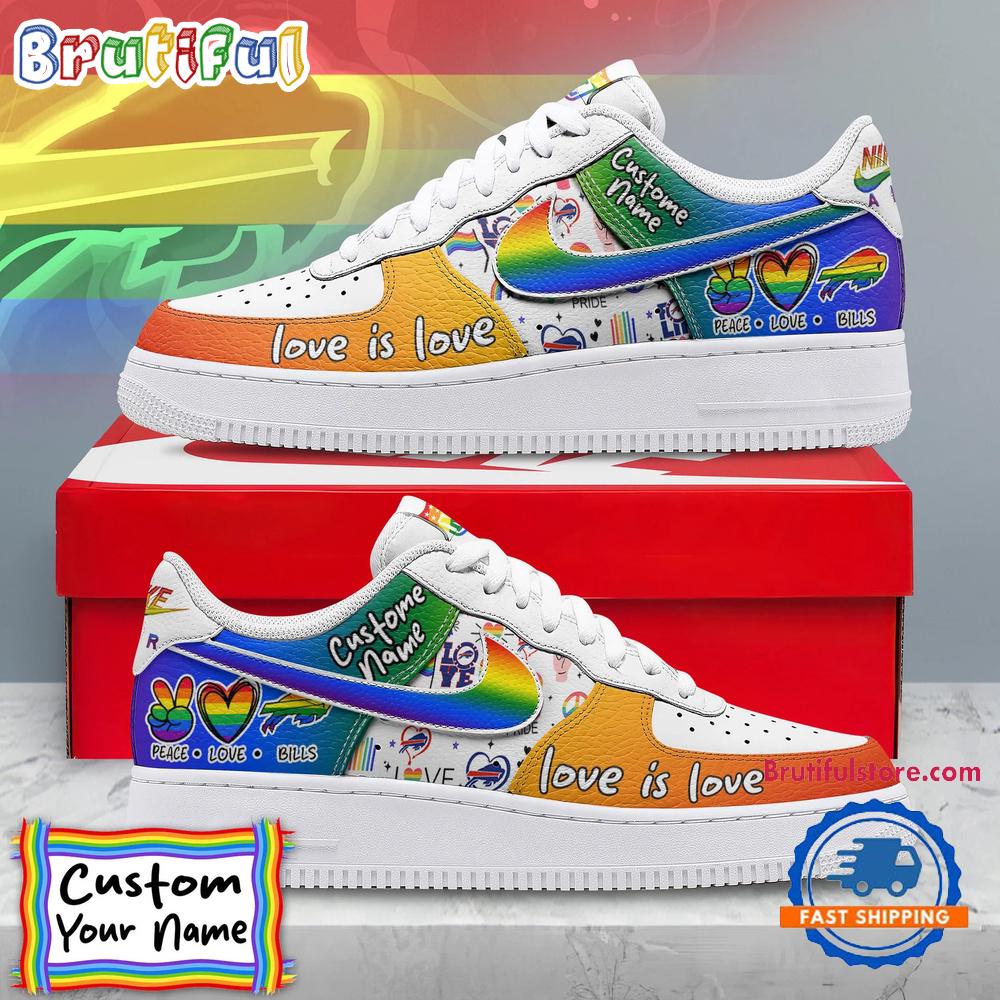 NFL Buffalo Bills Pride Peace Love Bills Custom Air Force 1 Shoes Sneaker