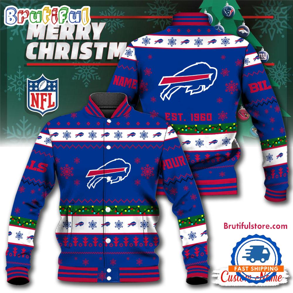 NFL Buffalo Bills Snow Xmas Tree Christmas Custom Baseball Jacket