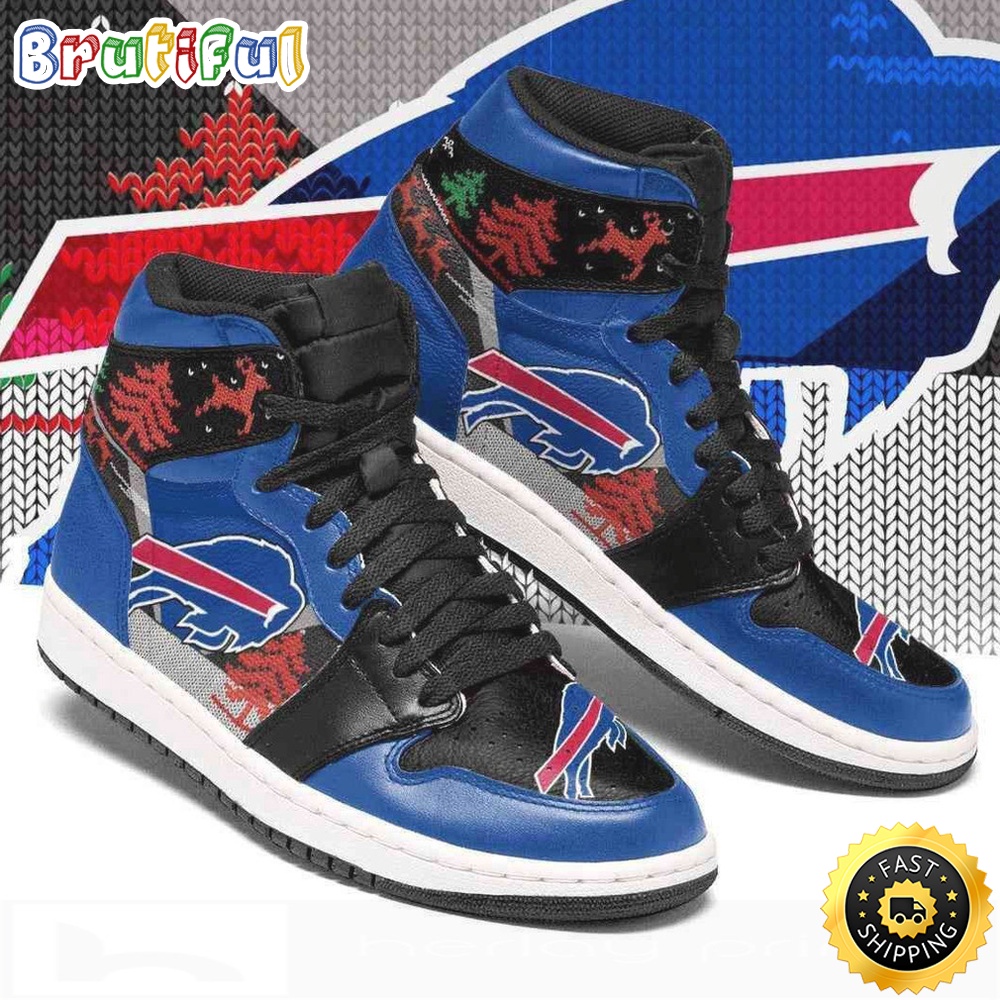 NFL Buffalo Bills Ugly Christmas Air Jordan 1 High Sneakers