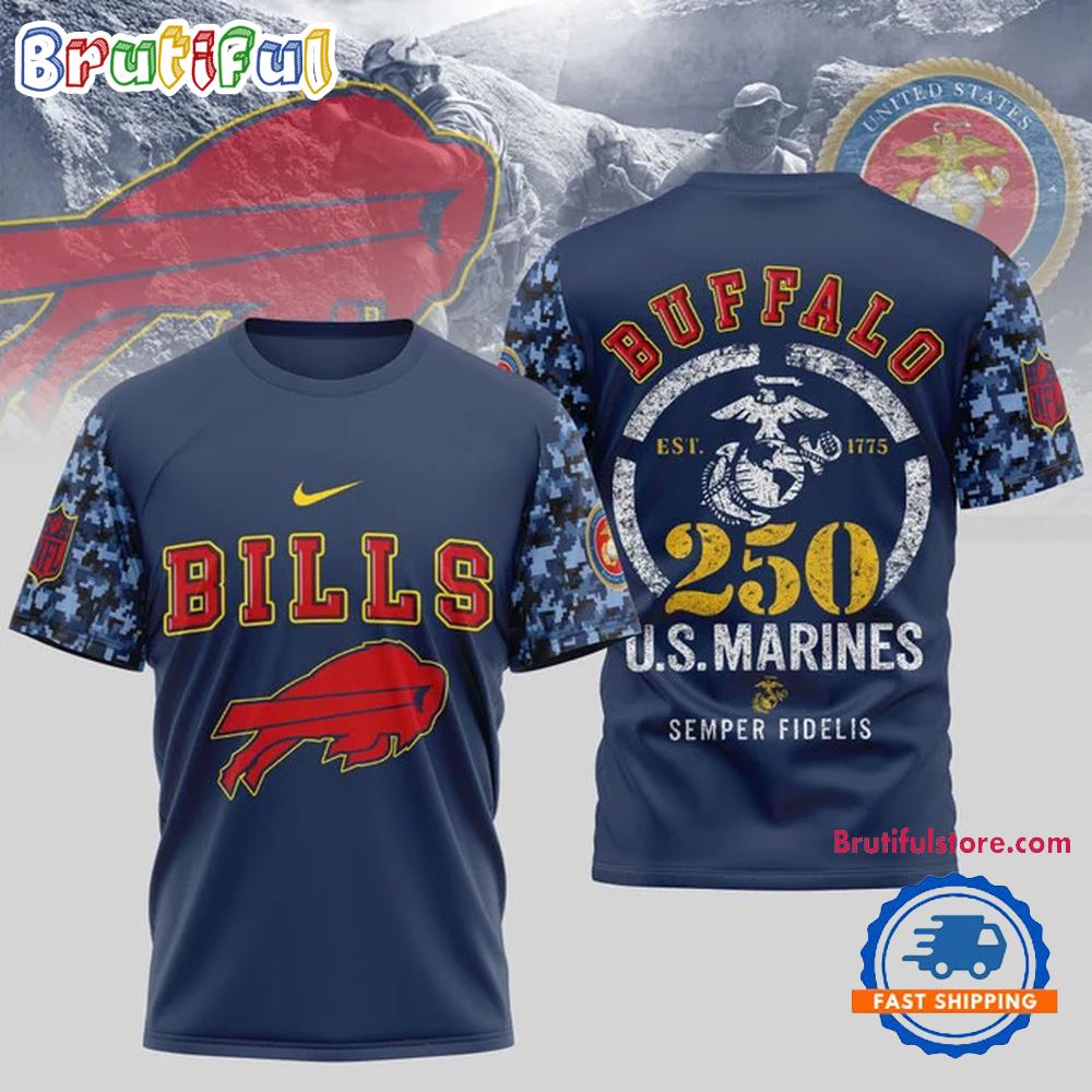 NFL Buffalo Bills US Marines 250 Years Est.1775 Unisex 3D T Shirt