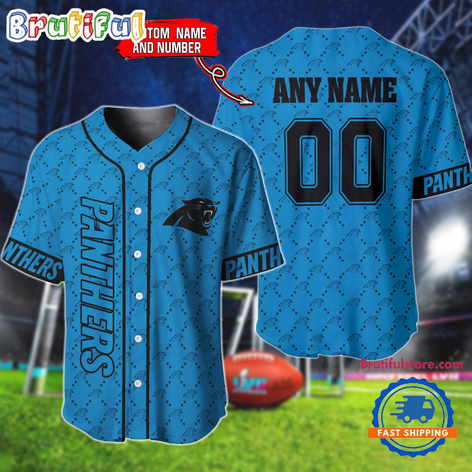 NFL Carolina Panthers Logo Team Hologram Pattern Design Baseball Jersey