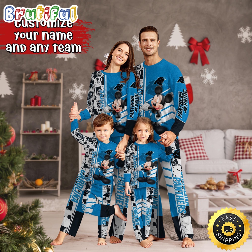 NFL Carolina Panthers Pajamas Mickey Mouse For Family Custom Name Pajamas