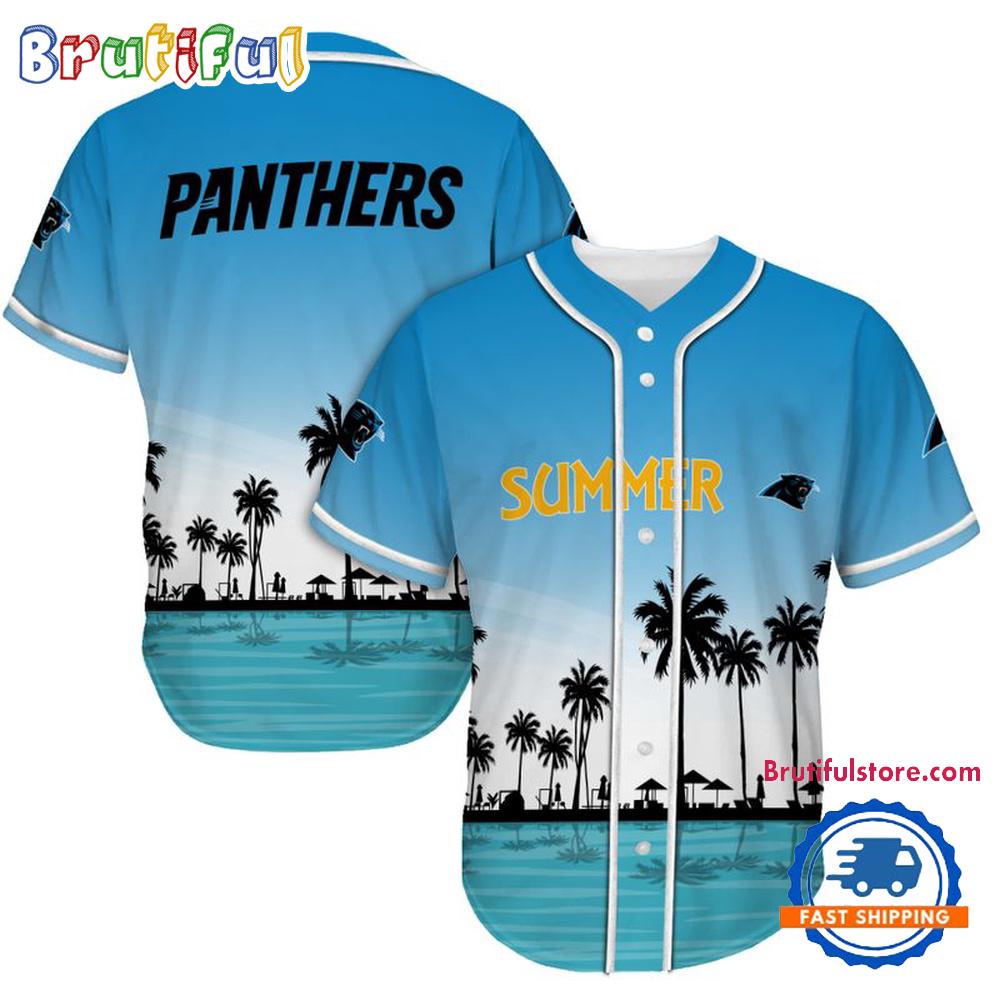 NFL Carolina Panthers Palm Trees Summer On The Beach Baseball Jersey