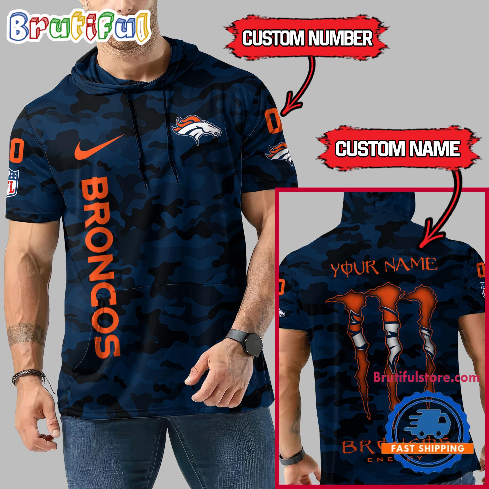 NFL Denver Broncos Custom Name Camo Sleeveless Hoodie Design