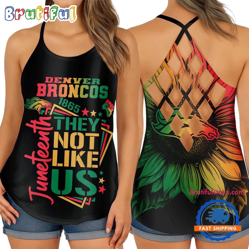 NFL Denver Broncos Juneteenth 1865 They Not Like US Women's Criss Cross Tank Top