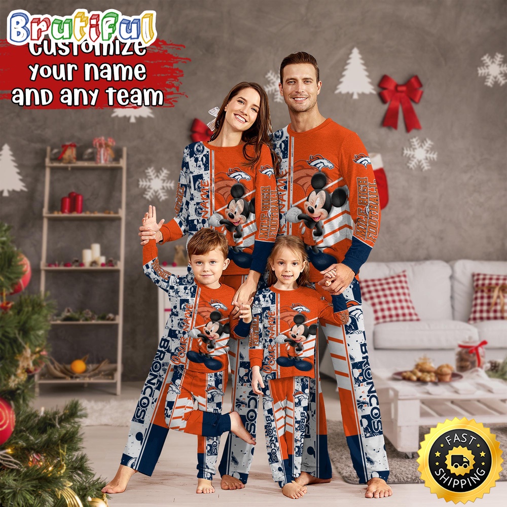 NFL Denver Broncos Pajamas Mickey Mouse For Family Custom Name Pajamas