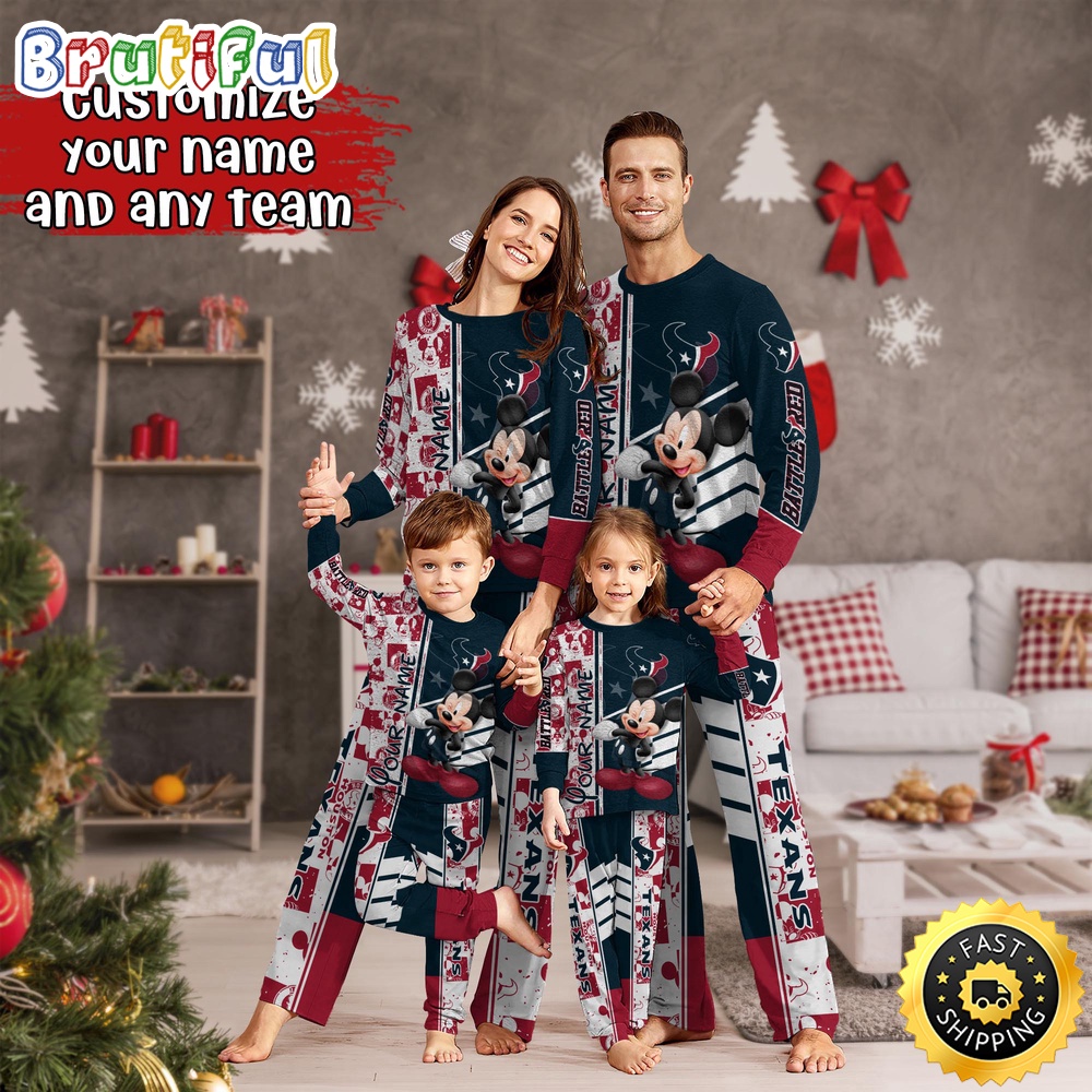 NFL Houston Texans Pajamas Mickey Mouse For Family Custom Name Pajamas