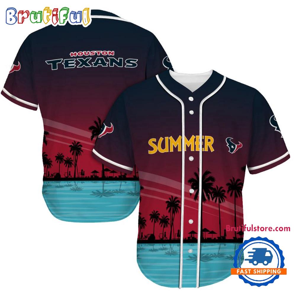 NFL Houston Texans Palm Trees Summer On The Beach Baseball Jersey