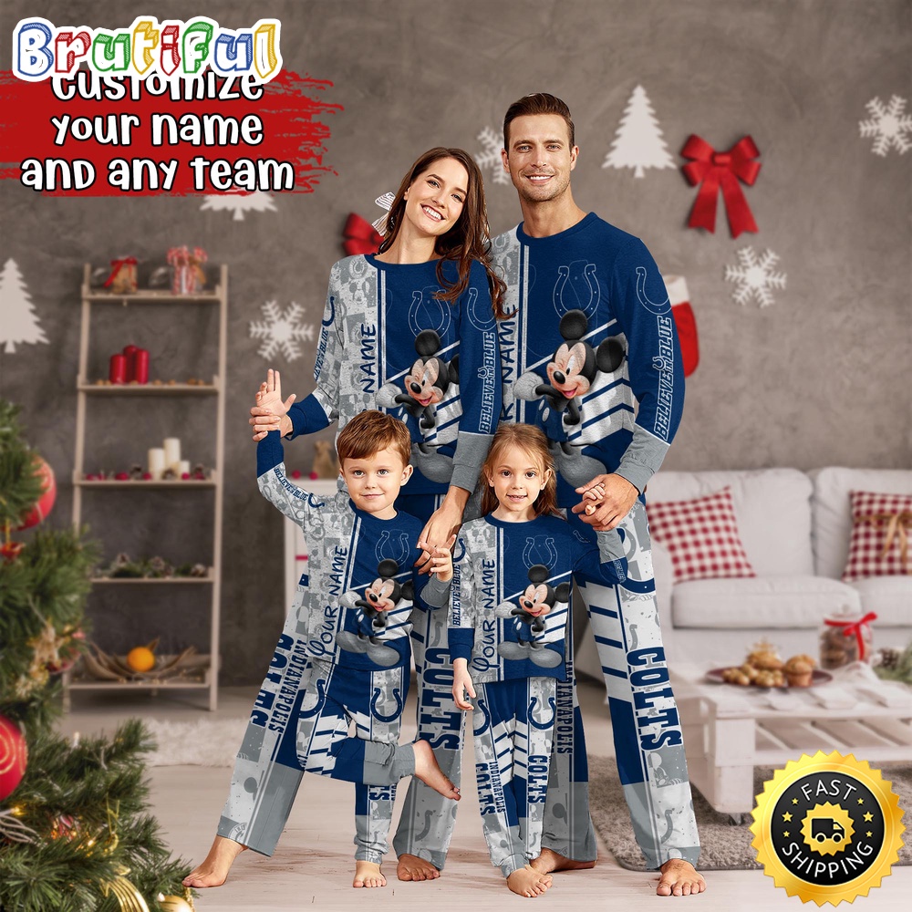 NFL Indianapolis Colts Pajamas Mickey Mouse For Family Custom Name Pajamas