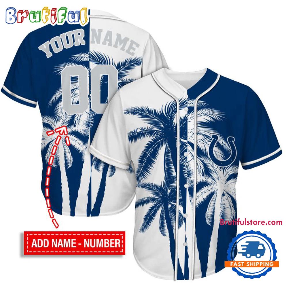 NFL Indianapolis Colts Palm Trees Pattern Summer Personalized Baseball Jersey