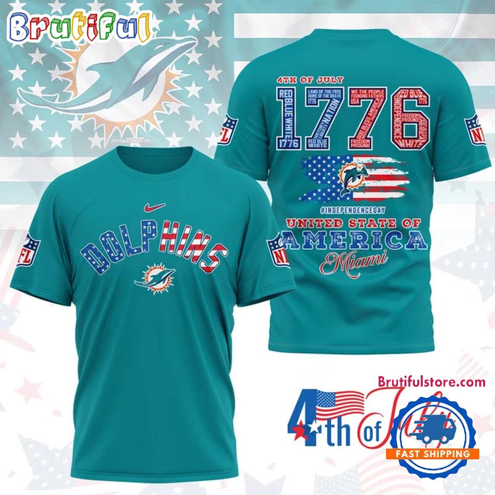 NFL Miami Dolphins 4th of July Happy Independence Day 1776 3D Shirt