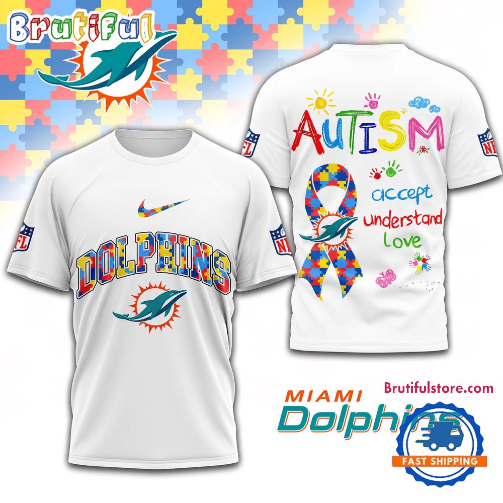NFL Miami Dolphins Autism Awareness Accept Understand Love All Over Print Shirt