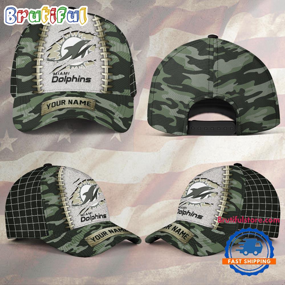 NFL Miami Dolphins Camo Hunting Custom Name Classic Cap