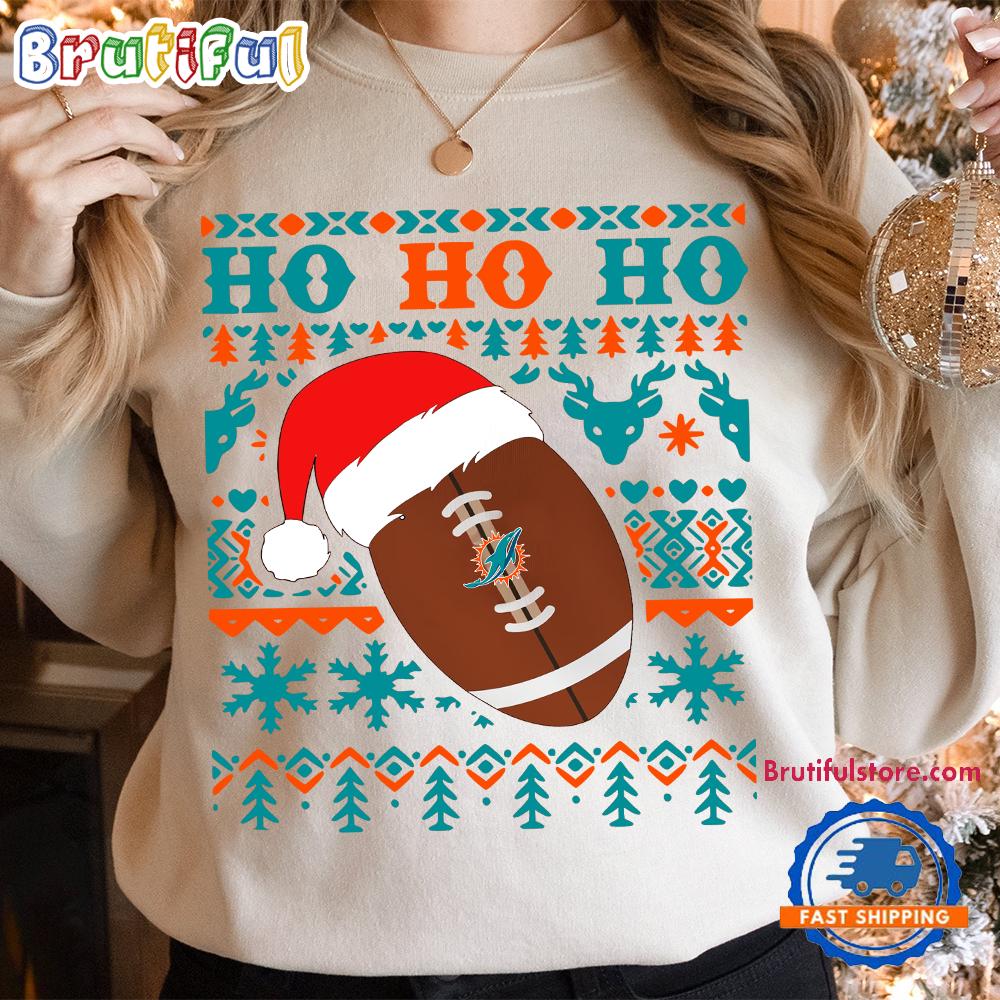 NFL Miami Dolphins Football Santa Claus Hohoho Christmas Pattern Sweatshirt