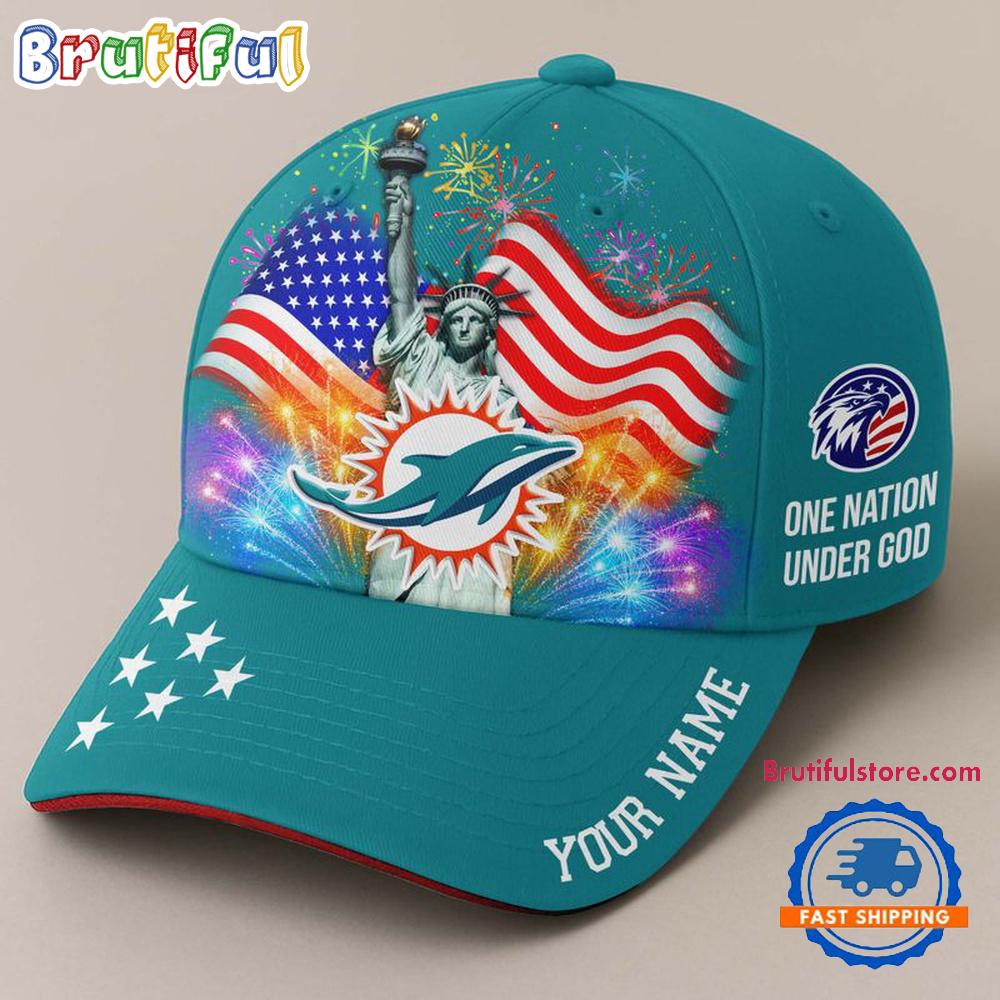 NFL Miami Dolphins One Nation Under God Happy Independence Day Custom Classic Cap
