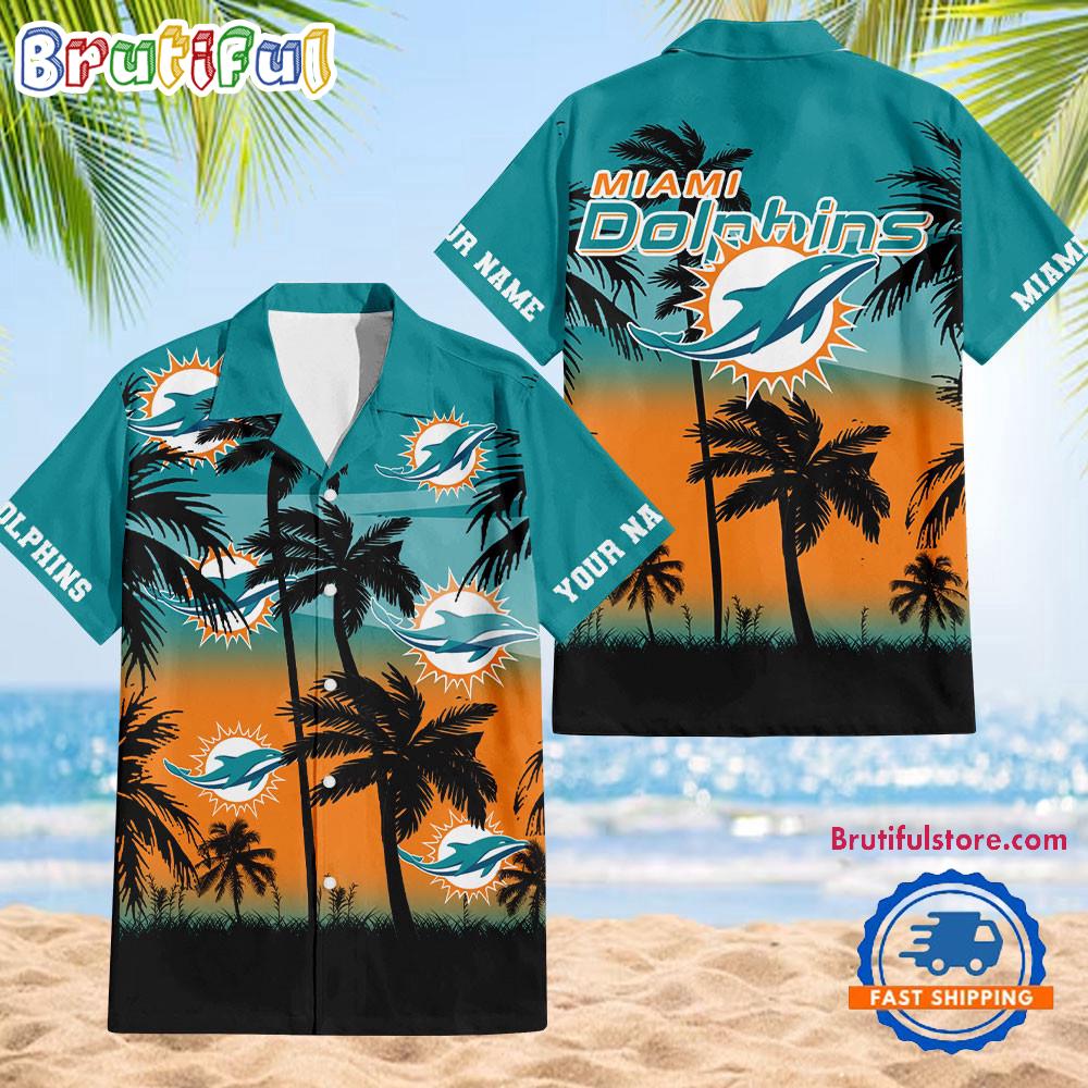 NFL Miami Dolphins Palm Tree Summer Design Aloha Hawaiian Shirt