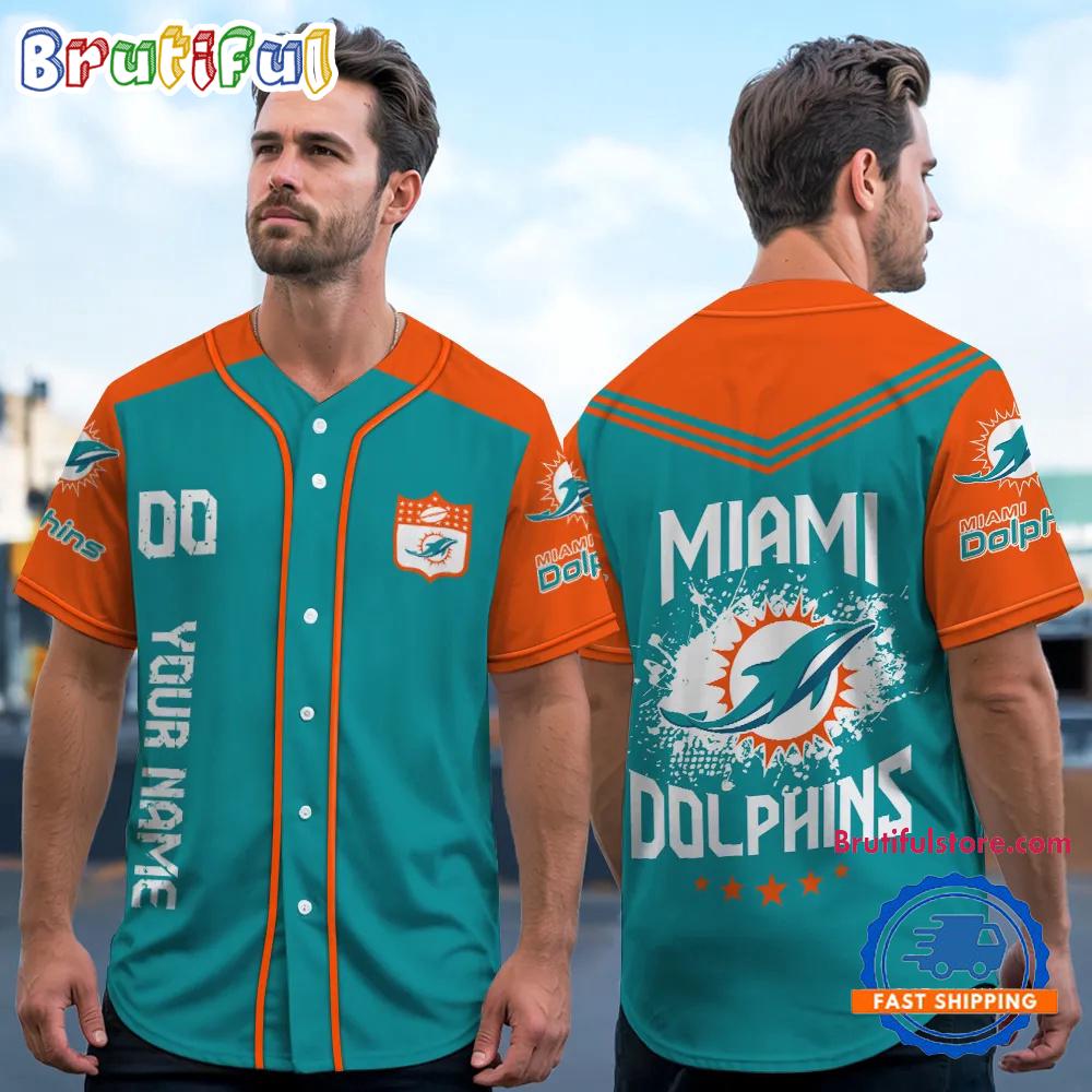 NFL Miami Dolphins Personalized Baseball Jersey