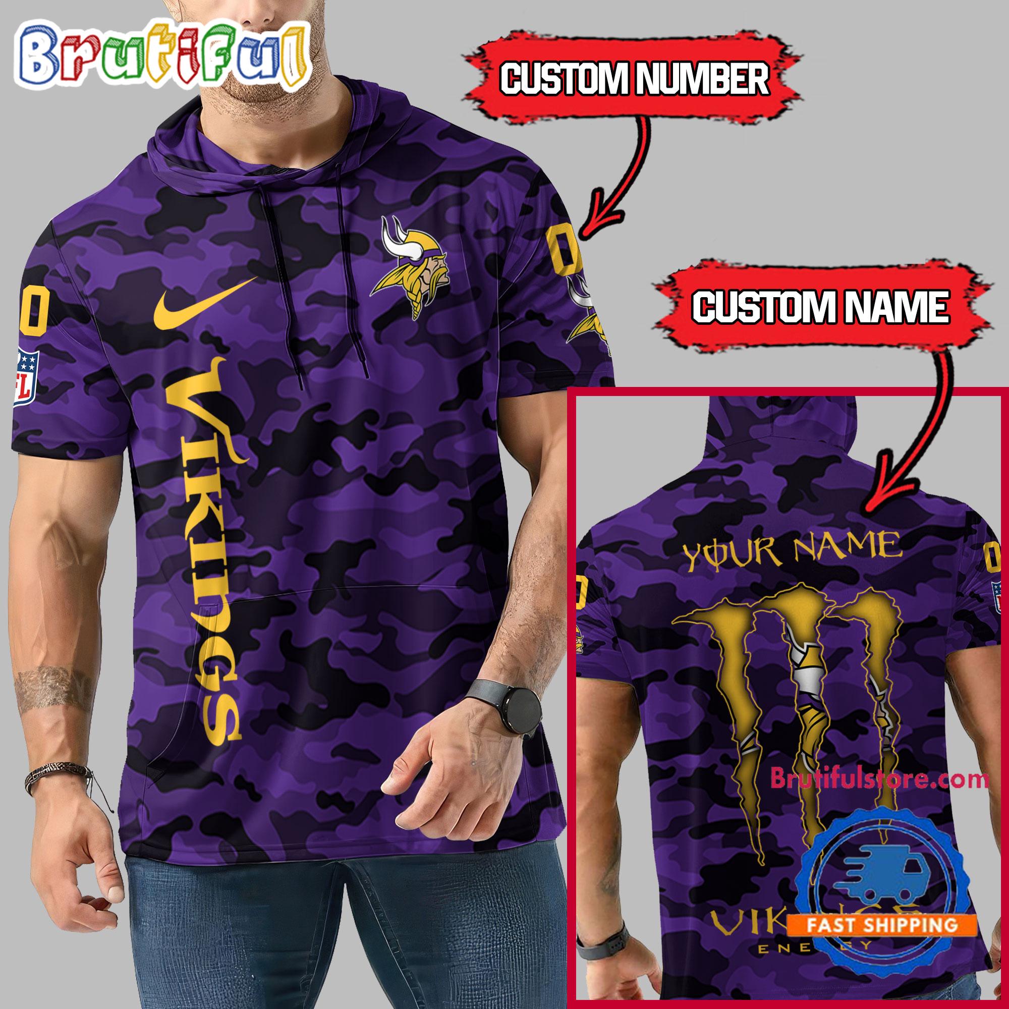 NFL Minnesota Vikings Custom Name Camo Sleeveless Hoodie Design