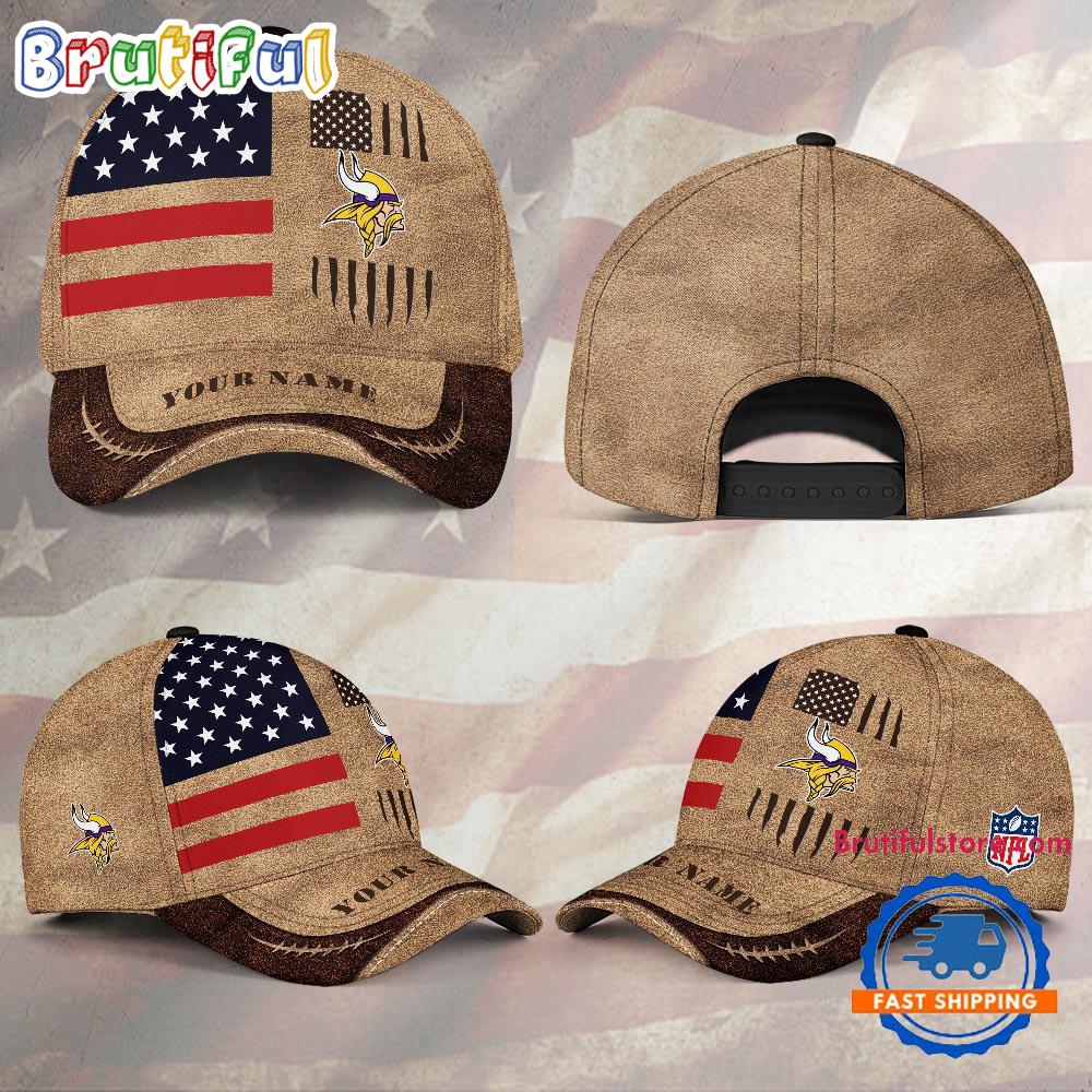 NFL Minnesota Vikings x American Flag Custom Baseball Cap