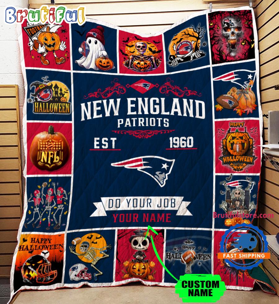 NFL New England Patriots Football Team Special Skeleton Pumpkin Halloween Blanket
