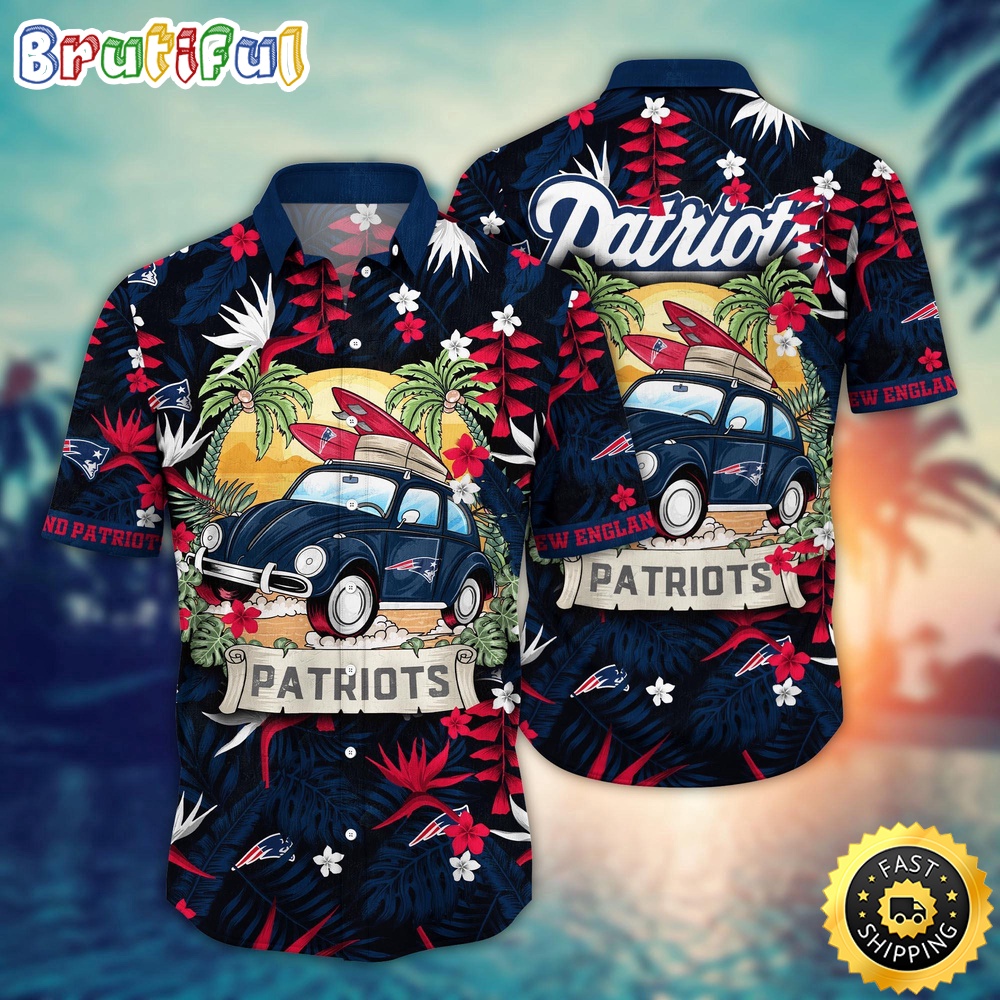 NFL New England Patriots Hawaii Shirt Car Plam Tree Aloha Shirt