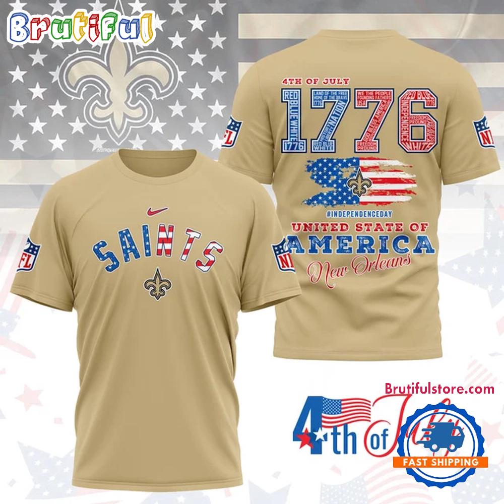 NFL New Orleans Saints 4th of July Happy Independence Day 1776 3D Shirt