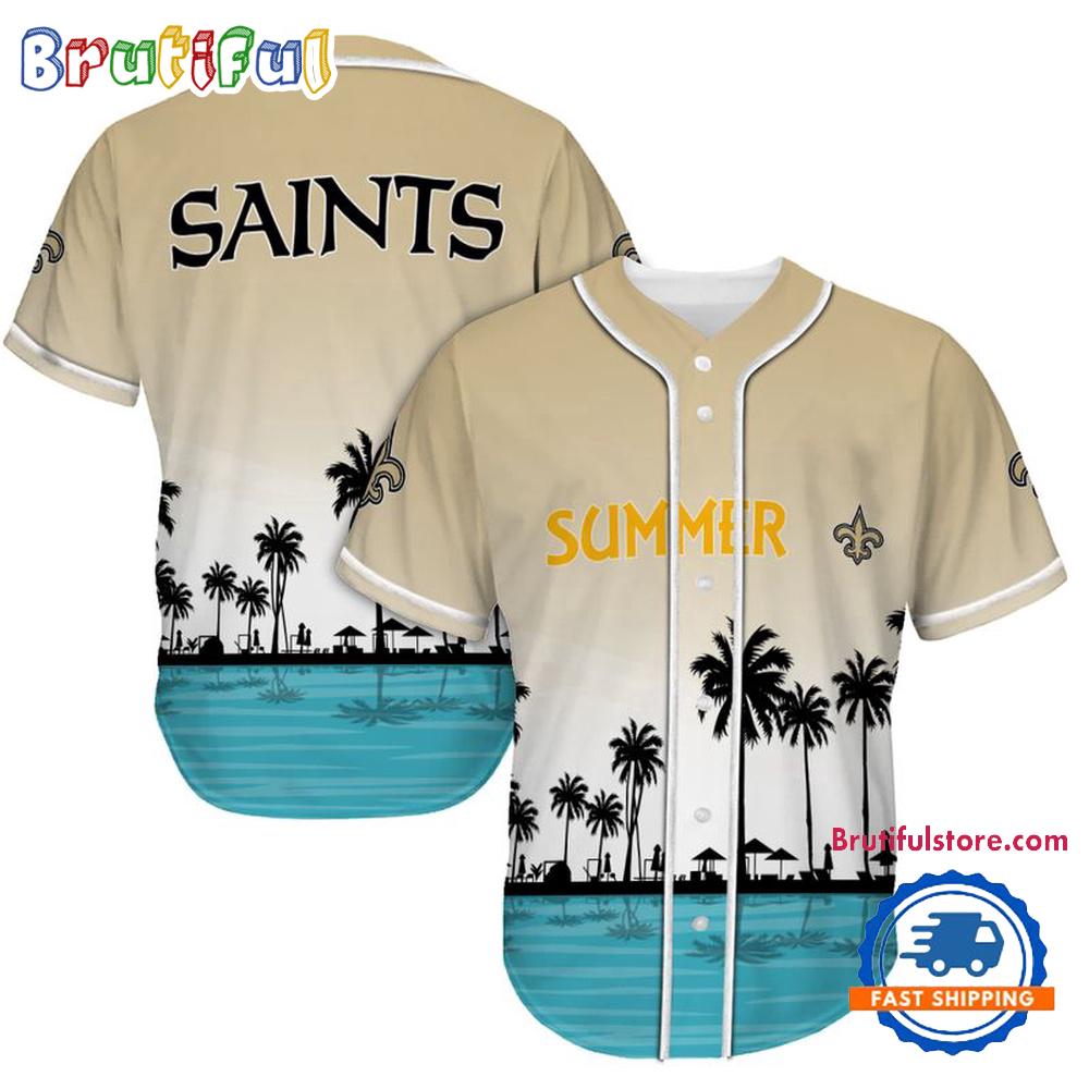 NFL New Orleans Saints Palm Trees Summer On The Beach Baseball Jersey