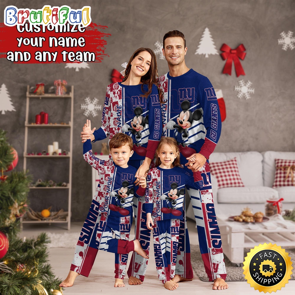 NFL New York Giants Pajamas Mickey Mouse For Family Custom Name Pajamas