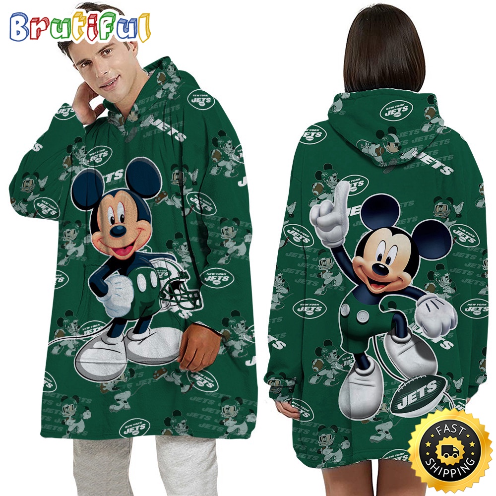 NFL New York Jets Blanket Hoodie Mickey Mouse Lover Unisex Hoodie