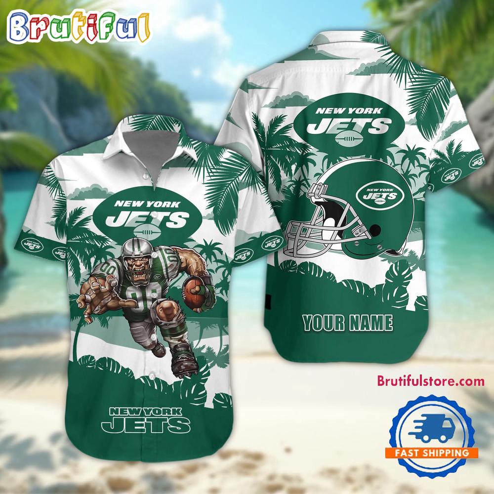 NFL New York Jets Football Mascot Summer Hawaiian Shirt