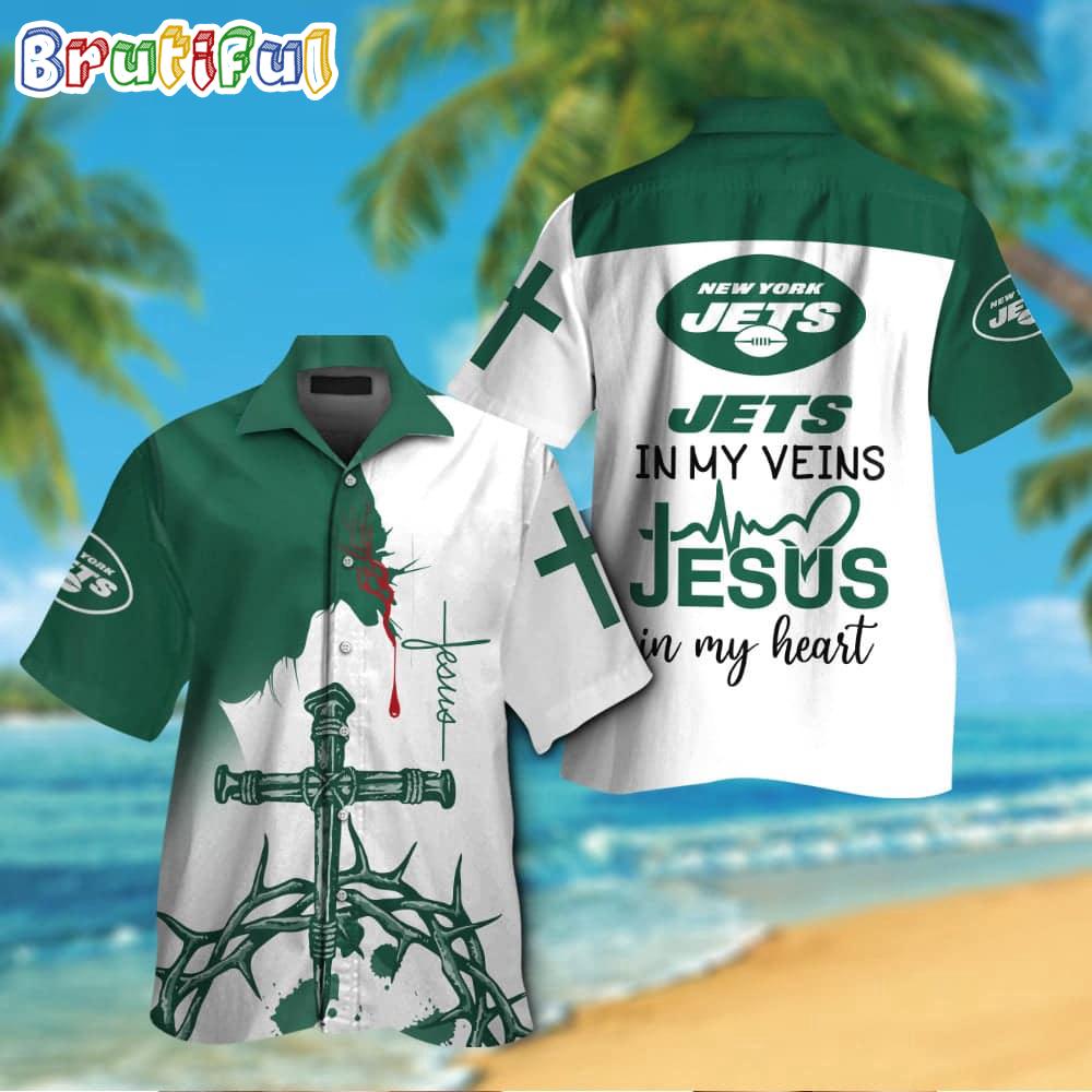 NFL New York Jets In My Veins Jesus Im My Heart Hawaiian Shirt