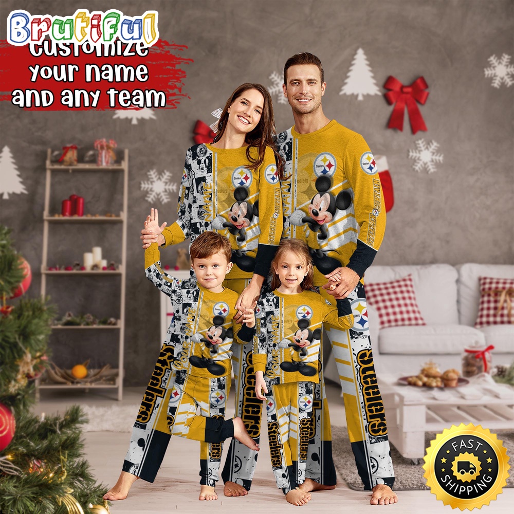 NFL Pittsburgh Steelers Pajamas Mickey Mouse For Family Custom Name Pajamas