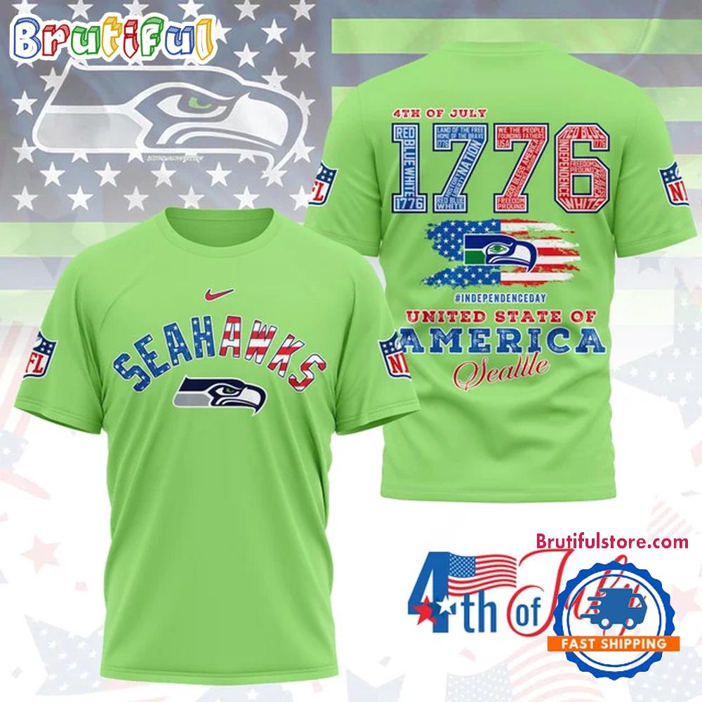 NFL Seattle Seahawks 4th of July Happy Independence Day 1776 3D Shirt